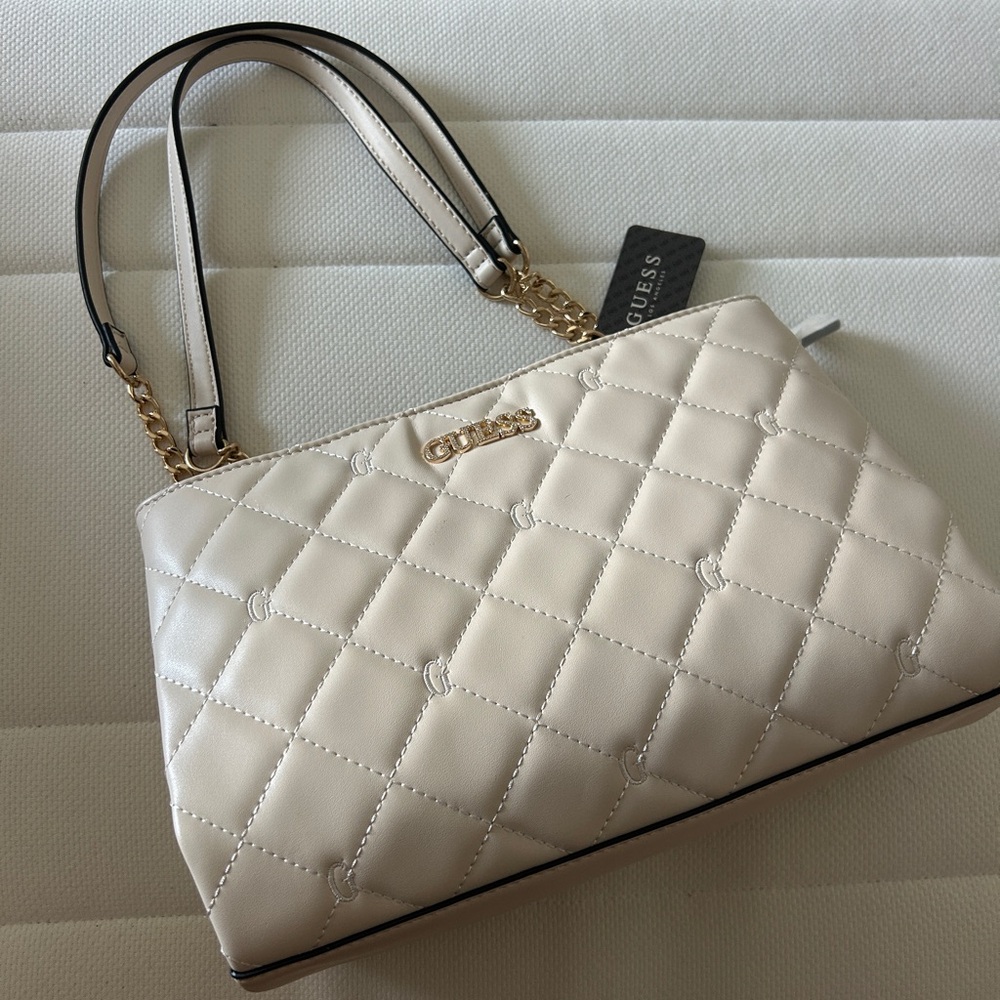 Guess Beige Quilted Shoulder Bag